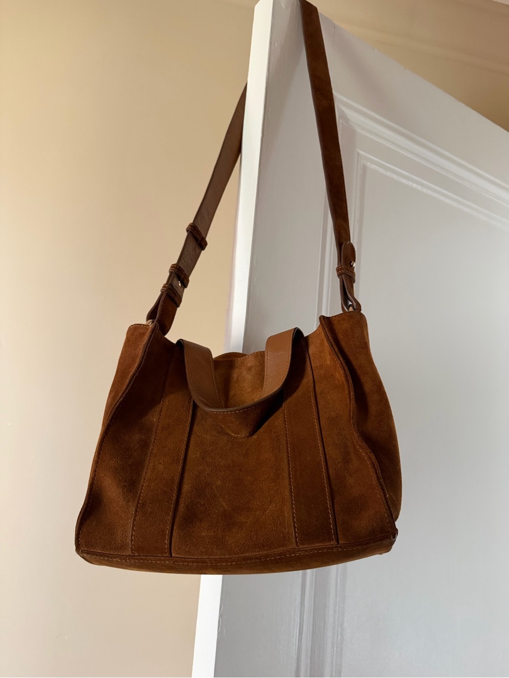 Sezane Brown Suede Crossbody Tote